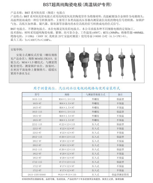 超高純陶瓷電極（鍋爐專用）